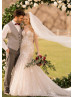 Strapless Beaded Ivory Lace Tulle Wedding Dress